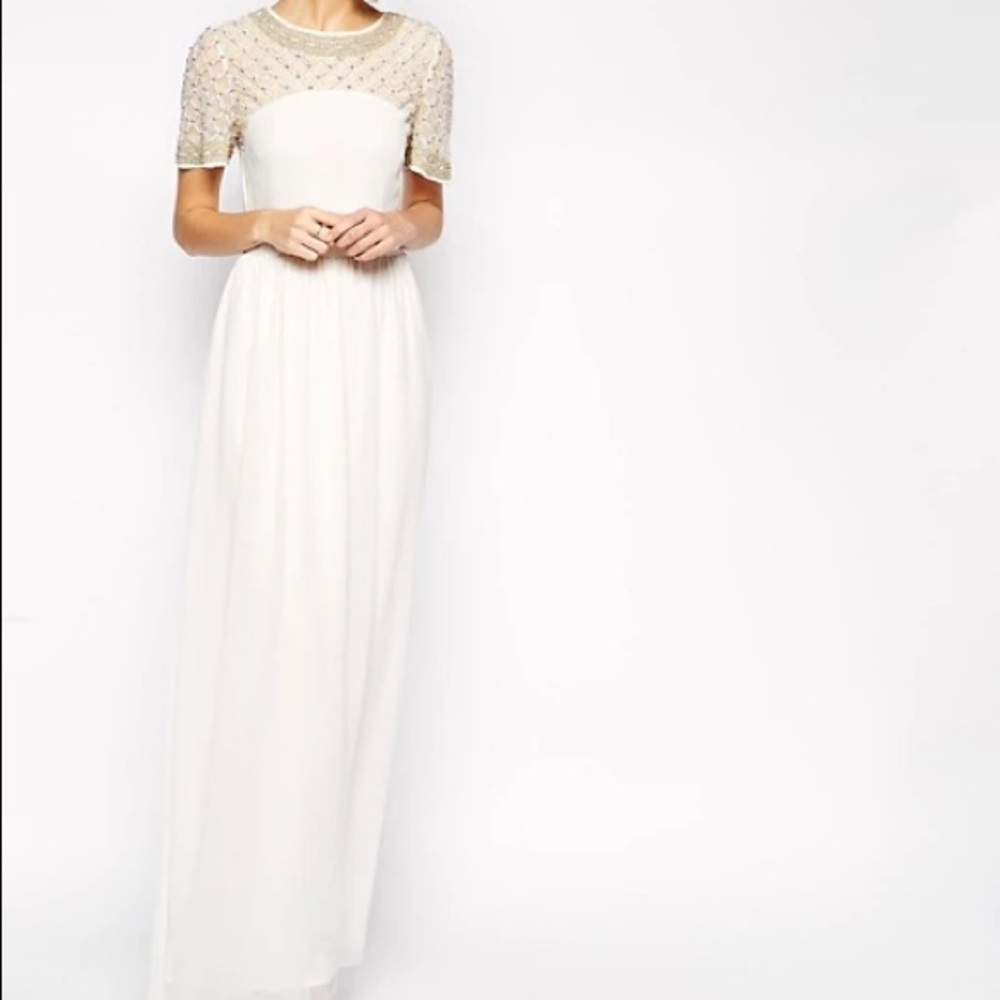 Asos Lattice Embellished Flutter Sleeve Maxi Dress - image 3